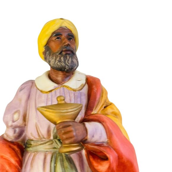 Hand-Painted Ceramic Wise Man Figurine Holding‎ Incense Yellow Red Purple - Picture 8 of 16